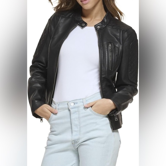 Levi’s faux leather moto jacket size Medium - Picture 4 of 9